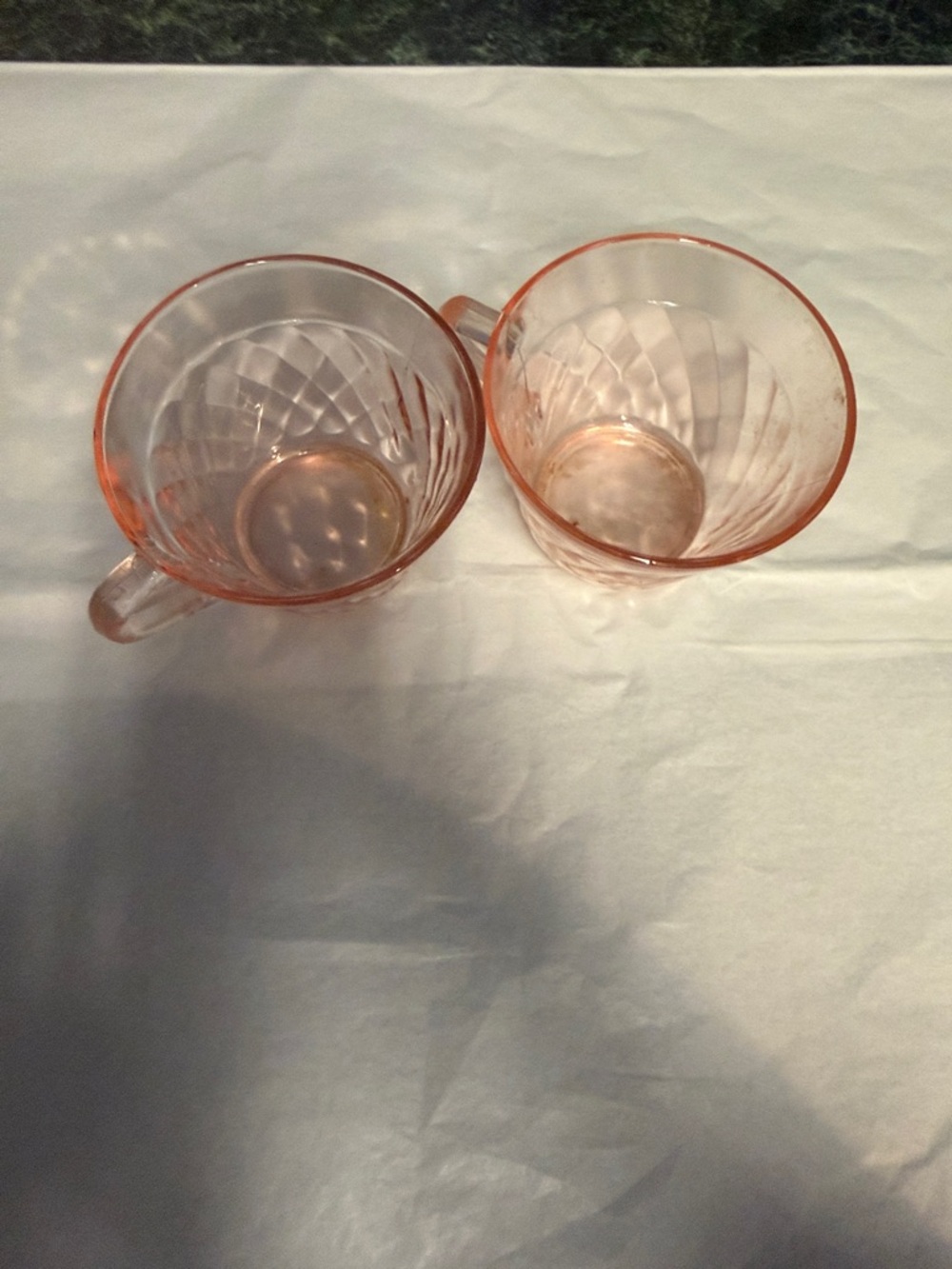Set of 2 Pink Depression Glass teacups